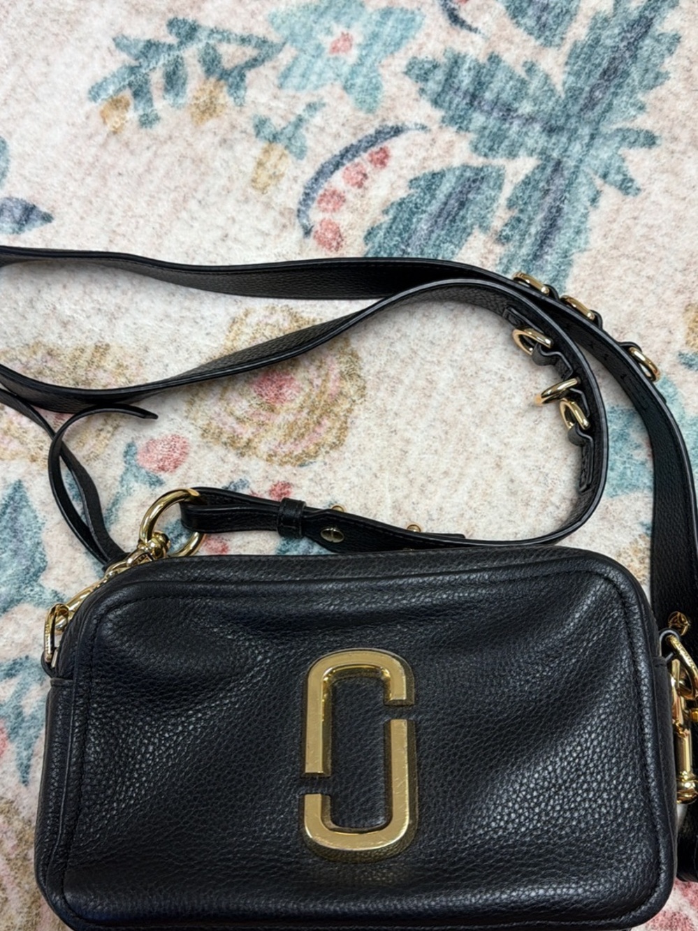 Marc Jacobs Black Leather Double J Logo Crossbody Bag